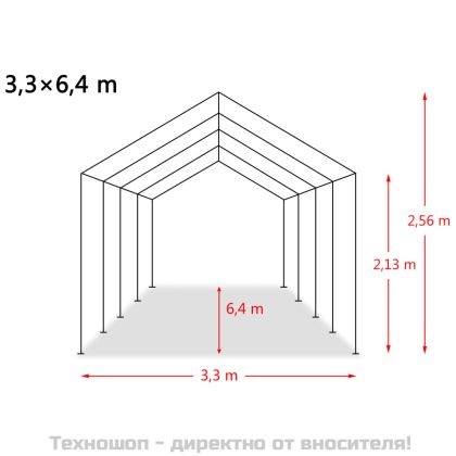 Мобилен навес за животни PVC 550 г/м² 3,3x6,4 м тъмнозелен