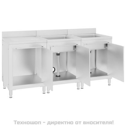 Търговски кухненски шкаф за мивка, 180x60x96 см, инокс