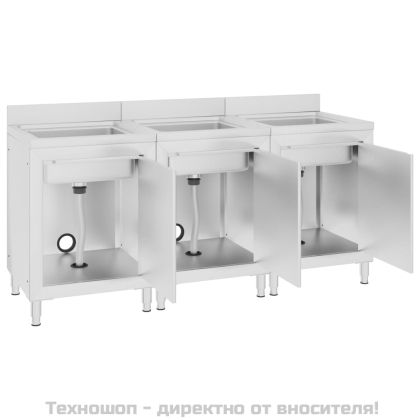 Търговски кухненски шкафове за мивки 3 бр неръждаема стомана