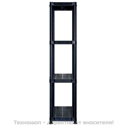 Стелаж за съхранение 4 рафта черен 122x30,5x130 см пластмаса