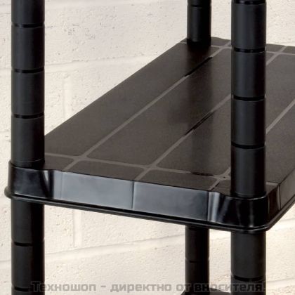 Стелаж за съхранение 4 рафта черен 122x30,5x130 см пластмаса