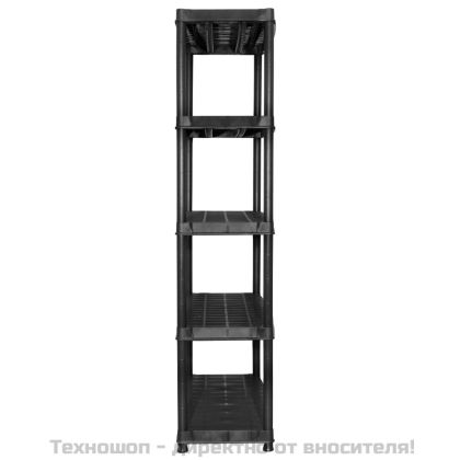 Стелаж за съхранение 5 рафта черен 274,5x45,7x185 см пластмаса