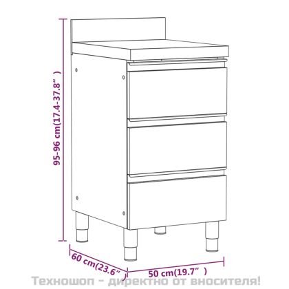 Кухненски шкафове за търговци, 3 бр., неръждаема стомана
