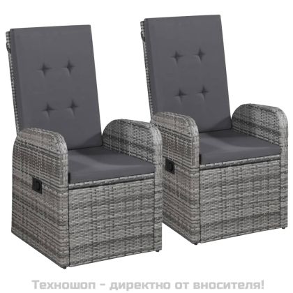 Градински трапезен комплект от 9 части с възглавници сив