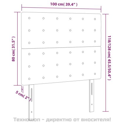 Табла за легло, черна, 100x5x118/128 см, изкуствена кожа