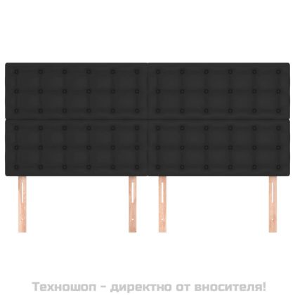 Табла за легло, черна, 200x5x118/128 см, изкуствена кожа