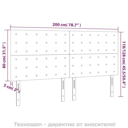 Табла за легло, черна, 200x5x118/128 см, изкуствена кожа