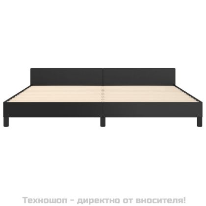 Рамка за легло с табла, черна, 200x200 см, изкуствена кожа