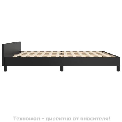 Рамка за легло с табла, черна, 200x200 см, изкуствена кожа