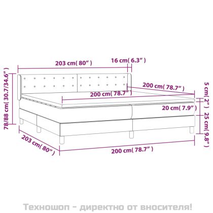Боксспринг легло с матрак, черно, 200x200 см, изкуствена кожа