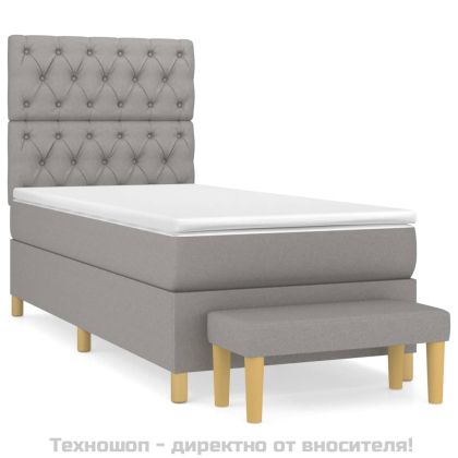 Боксспринг легло с матрак, светлосиво, 80x200 см, плат