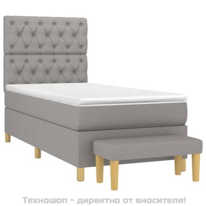 Боксспринг легло с матрак, светлосиво, 80x200 см, плат
