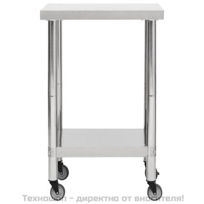 Кухненска работна маса с колелца 60x60x85 см неръждаема стомана