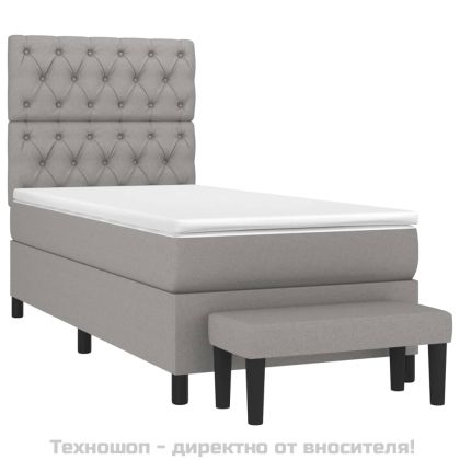 Боксспринг легло с матрак, светлосиво, 80x200 см, плат