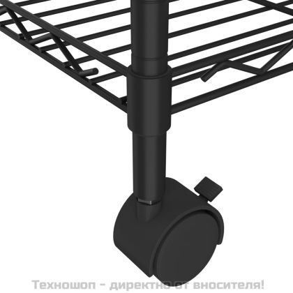 3-етажен стелаж за съхранение с колела 60x35x81 см черен 150 кг