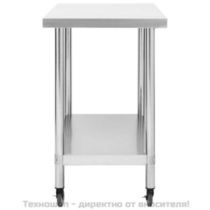 Кухненска работна маса с колелца, 100x45x85 см, инокс