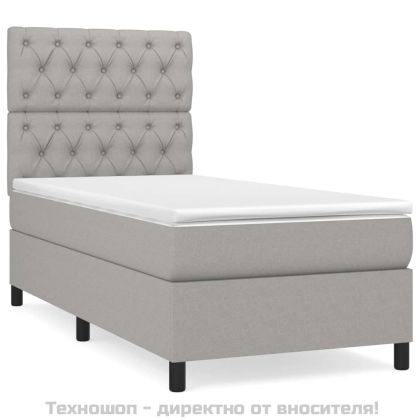 Боксспринг легло с матрак, светлосиво, 80x200 см, плат