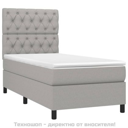 Боксспринг легло с матрак, светлосиво, 80x200 см, плат