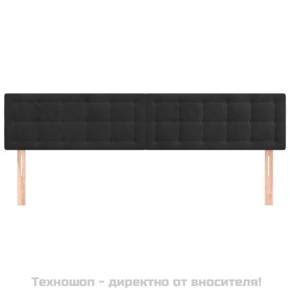 Горни табли за легло, 2 бр, черни, 100x5x78/88 см, кадифе