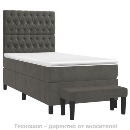 Боксспринг легло с матрак, тъмносиво, 80x200 см, кадифе