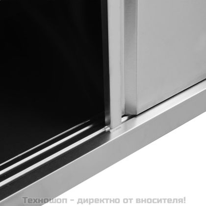 Работна маса с плъзгащи врати, 100x50x(95-97) см, инокс