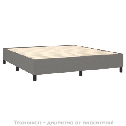 Боксспринг легло с матрак, тъмносиво, 160x200 см, плат