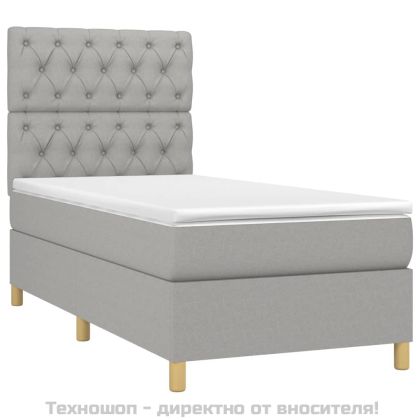 Боксспринг легло с матрак, светлосиво, 80x200 см, плат