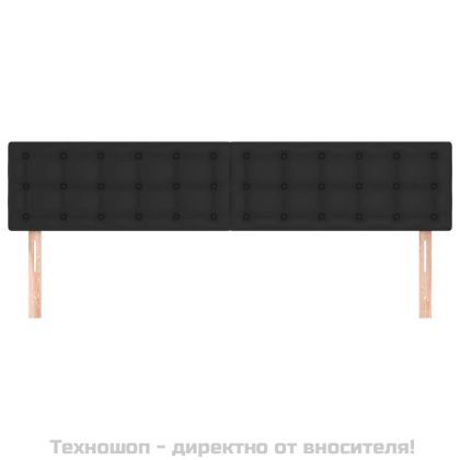 Горни табли за легло 2 бр черна, 100x5x78/88см, изкуствена кожа