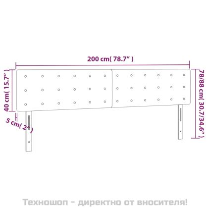 Горни табли за легло 2 бр черна, 100x5x78/88см, изкуствена кожа