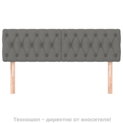 Горни табли за легло, 2 бр, тъмносиви, 80x7x78/88 см, плат