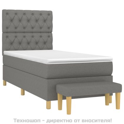 Боксспринг легло с матрак, тъмносив, 80x200 см, плат