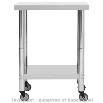 Кухненска работна маса с колелца 80x45x85 см неръждаема стомана