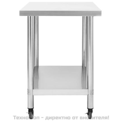 Кухненска работна маса с колелца, 100x60x85 см, инокс