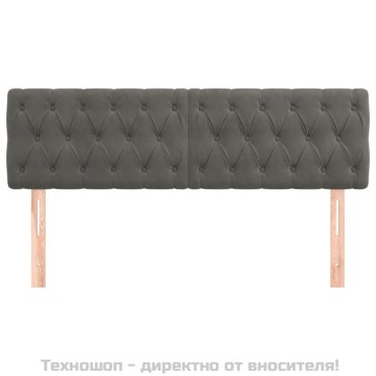 Горни табли за легло, 2 бр, тъмносива, 72x7x78/88 см, кадифе
