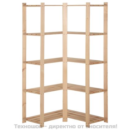 5-етажен ъглов стелаж, 82,5x82,5x170 см, бор масив