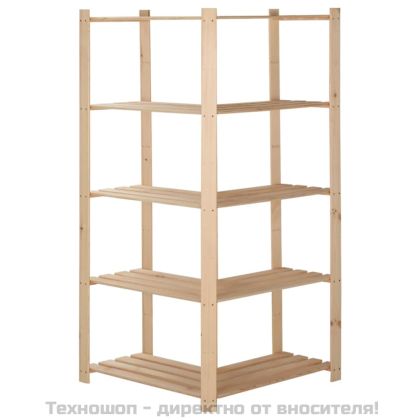 5-етажен ъглов стелаж, 82,5x82,5x170 см, бор масив