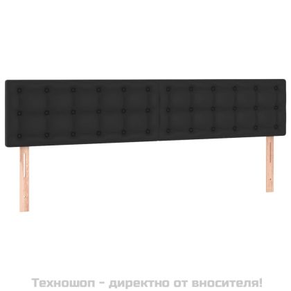 Боксспринг легло с матрак, черно, 200x200 см, изкуствена кожа