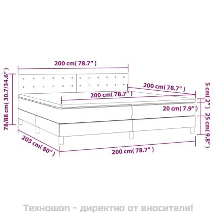 Боксспринг легло с матрак, черно, 200x200 см, изкуствена кожа