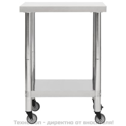 Кухненска работна маса с колелца 60x45x85 см неръждаема стомана