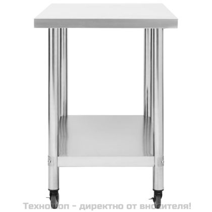 Кухненска работна маса с колелца 80x60x85 см неръждаема стомана