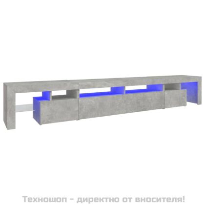 ТВ шкаф с LED осветление, бетонно сив, 260x36,5x40 см