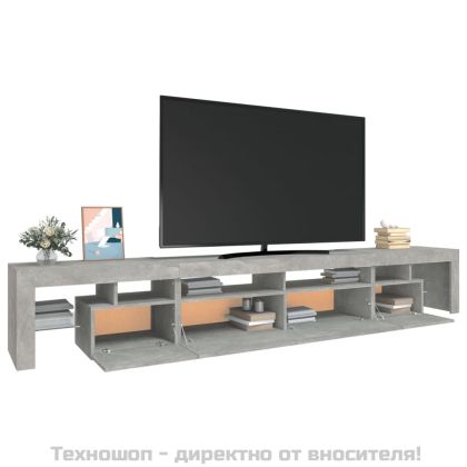 ТВ шкаф с LED осветление, бетонно сив, 260x36,5x40 см