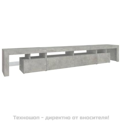 ТВ шкаф с LED осветление, бетонно сив, 260x36,5x40 см