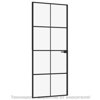 Интериорна врата черна 83x201,5 см закалено стъкло и алуминий