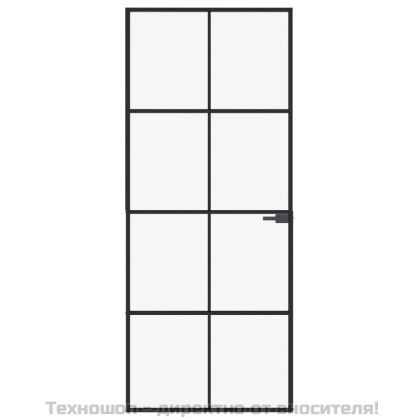 Интериорна врата черна 83x201,5 см закалено стъкло и алуминий