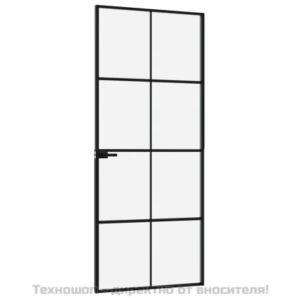 Интериорна врата черна 83x201,5 см закалено стъкло и алуминий