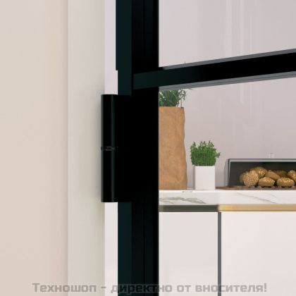 Интериорна врата черна 83x201,5 см закалено стъкло и алуминий