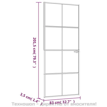 Интериорна врата черна 83x201,5 см закалено стъкло и алуминий