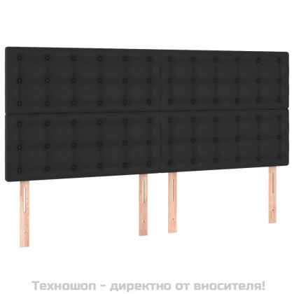 Табла за легло, черна, 180x5x118/128 см, изкуствена кожа