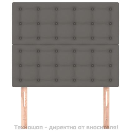 Табла за легло, сива, 90x5x118/128 см, изкуствена кожа